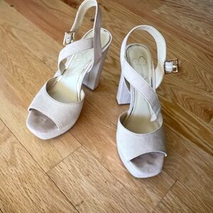 Elegant Cream Block Heel Sandals